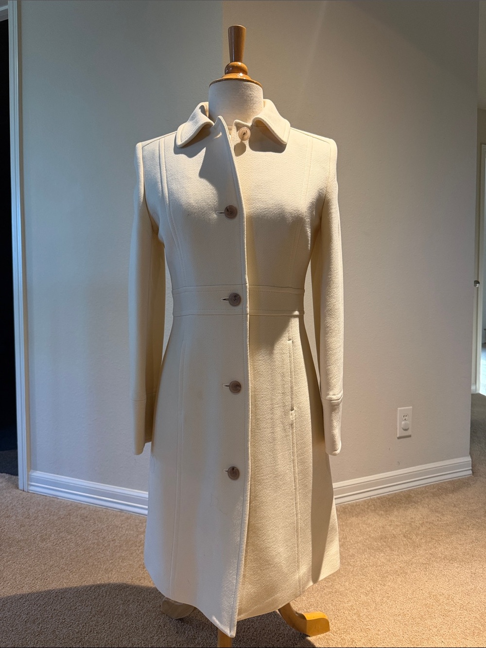 J. Crew Cream Tailored Single-Breasted Trench Coat